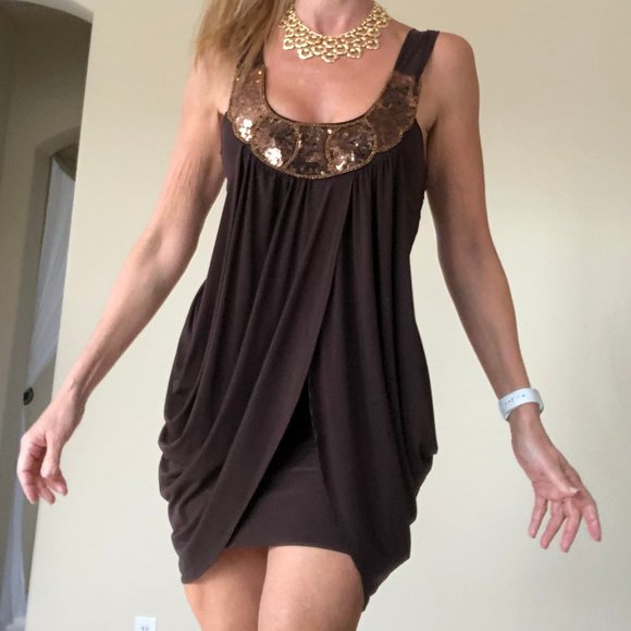 unkown Dresses & Skirts - Chocolate Brown with Bronze Sequins Dress